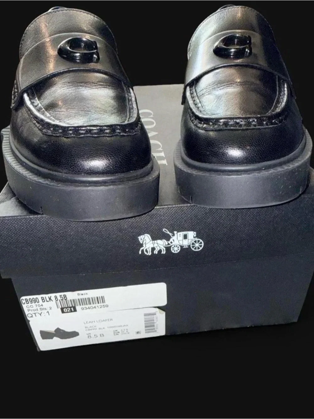 NIB | Coach Leah Loafer in Black Smooth Leather Size 8.5